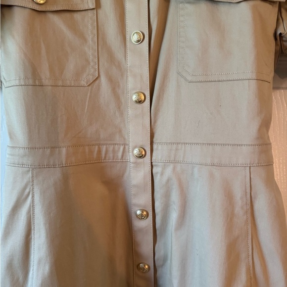 J. Crew Tie-waist shirtdress stretch twill Khaki snap button Size 12 NWT - Picture 7 of 10